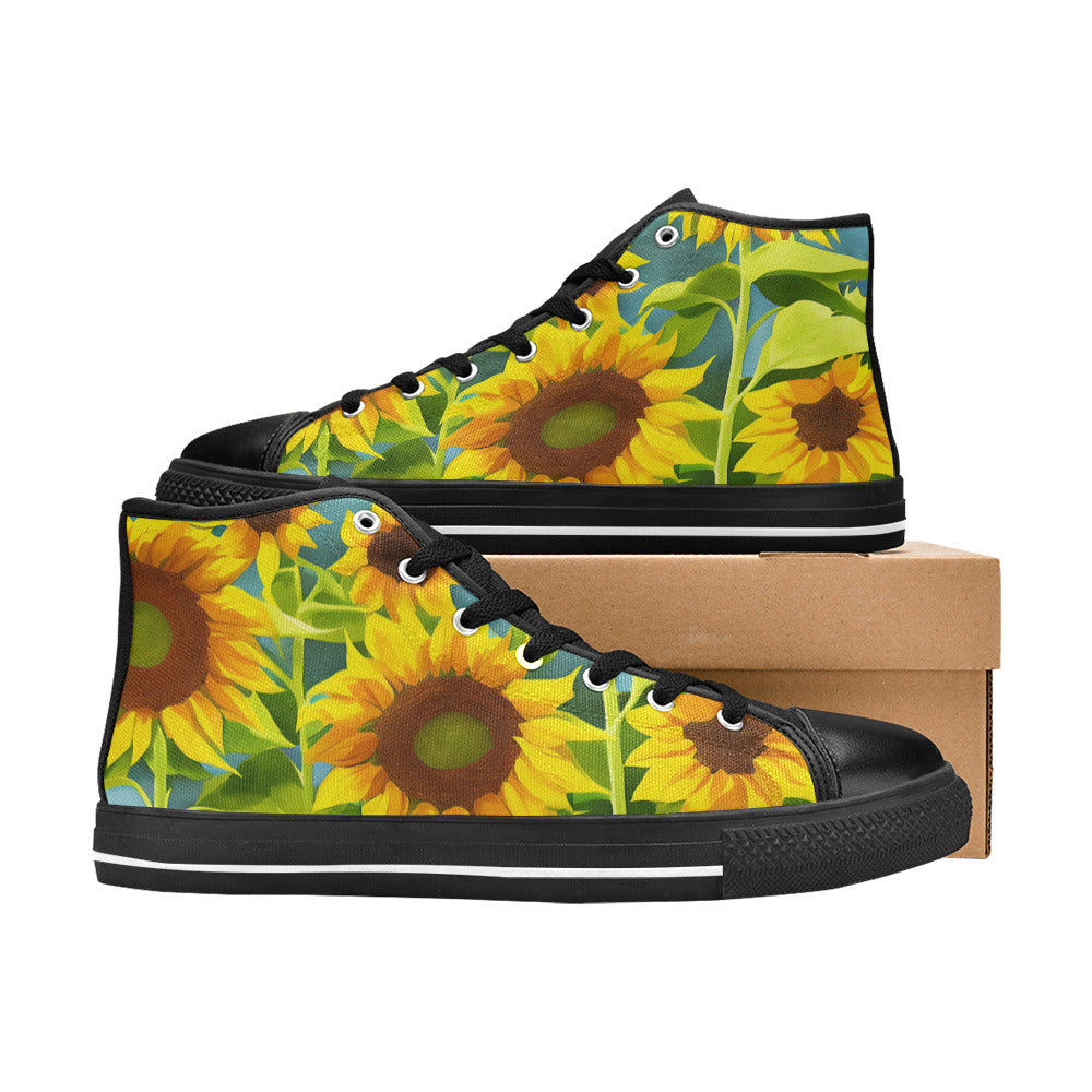 MEN'S Sunflowers Art 3 Men’S High Top Canvas Dark Academia Sneakers