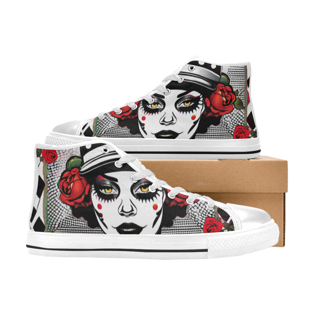 WOMEN'S Clown Woman Roses High Top Canvas Dark Academia Sneakers