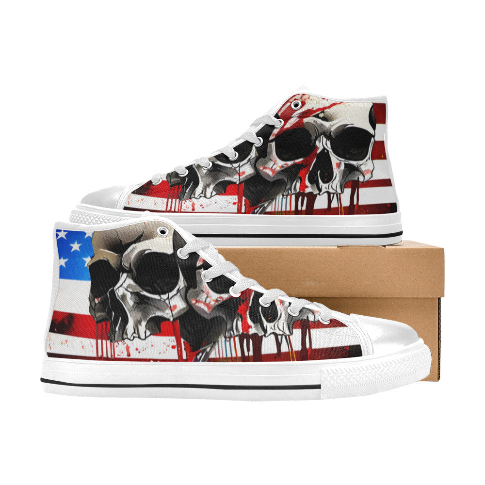 WOMEN'S Patriotic Skulls High Top Canvas Aesthetic Custom Shoes