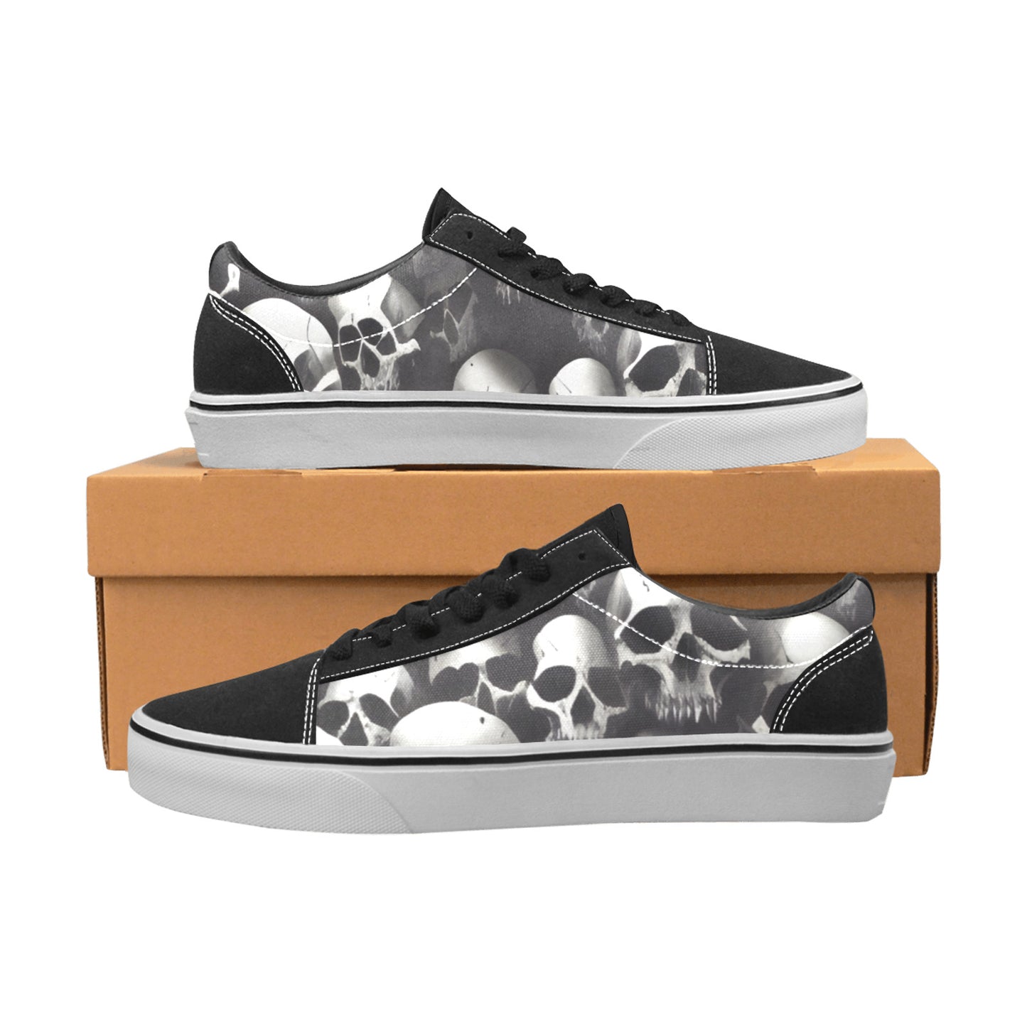 WOMEN'S Skulls One Color Print Low Top Skateboarding Dreamcore Custom Shoes
