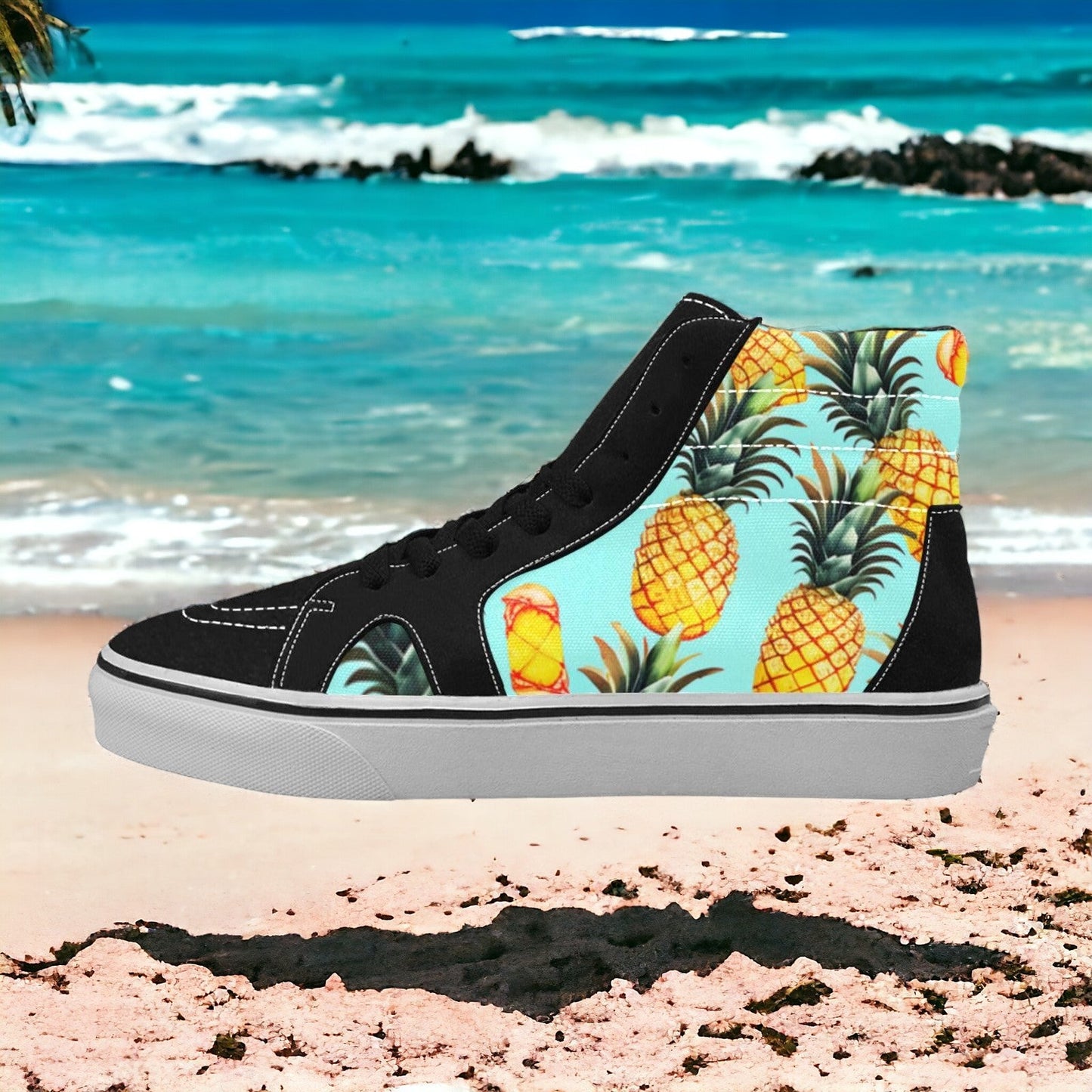 Cherry Blossom Teal Gold Wearable WOMEN Bold Art - Freaky Shoes | Custom Art Sneakers
