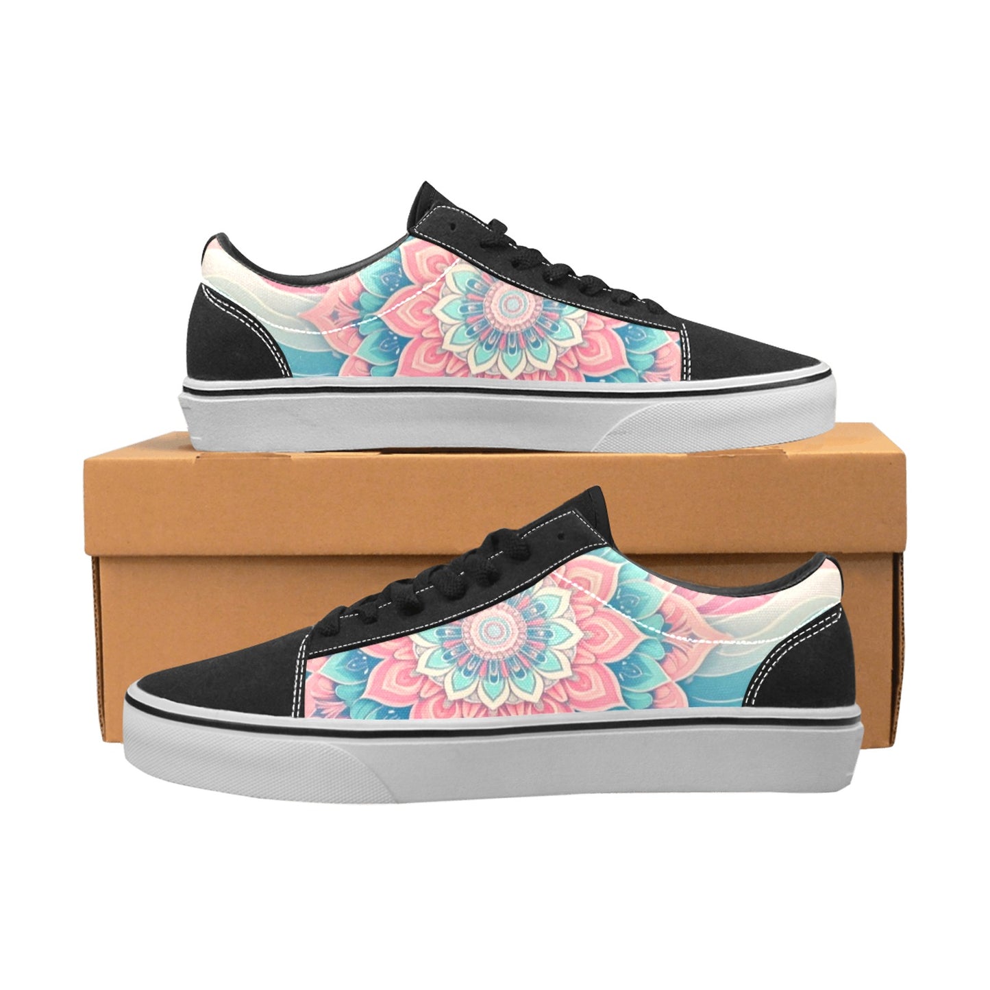 MEN'S Pastel Wave Mandala Low Top Skateboarding Wallpaper Art Sneakers