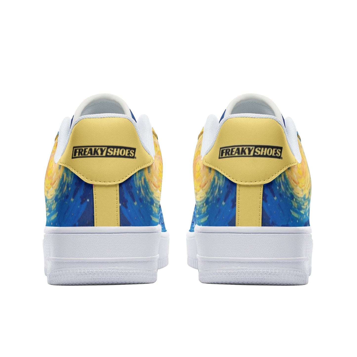 Starry Night Fine Art Classic Custom Sneakers | Freaky Shoes® Unisex Low Top Leather Sneakers