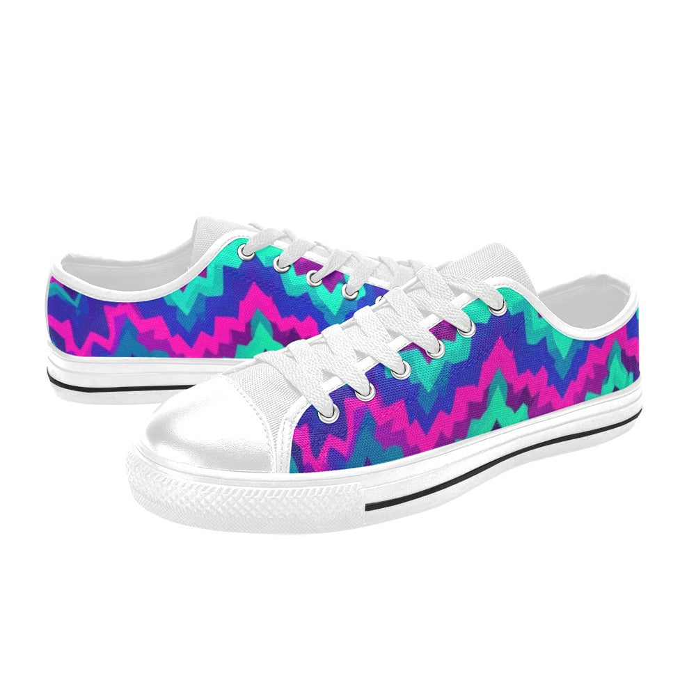 MEN'S Psychedelic Chevron Vortex Low Top Canvas Dark Academia Custom Sneakers