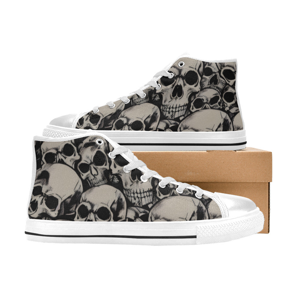 MEN'S Cc Retro Skulls Art High Top Canvas Grunge Custom Sneakers