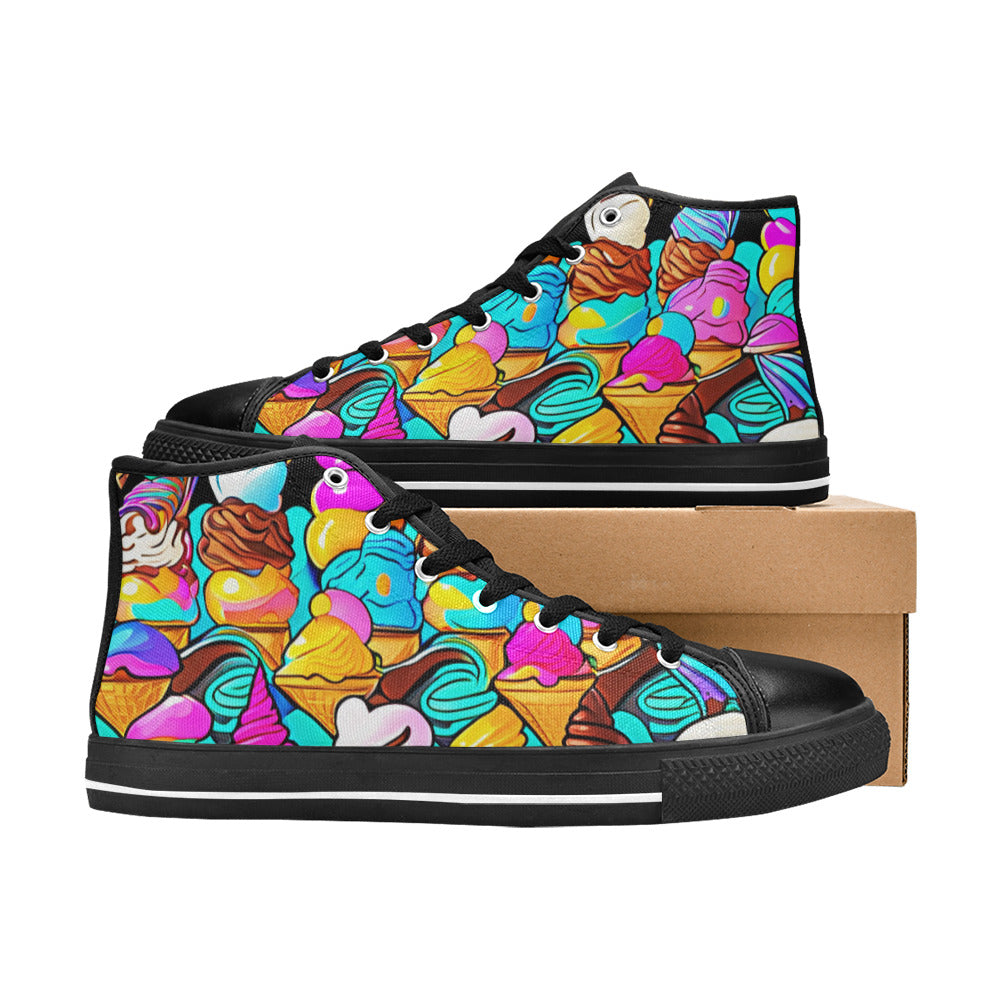 MEN'S Ice Cream Ice Cream High Top Canvas Grunge Custom Sneakers