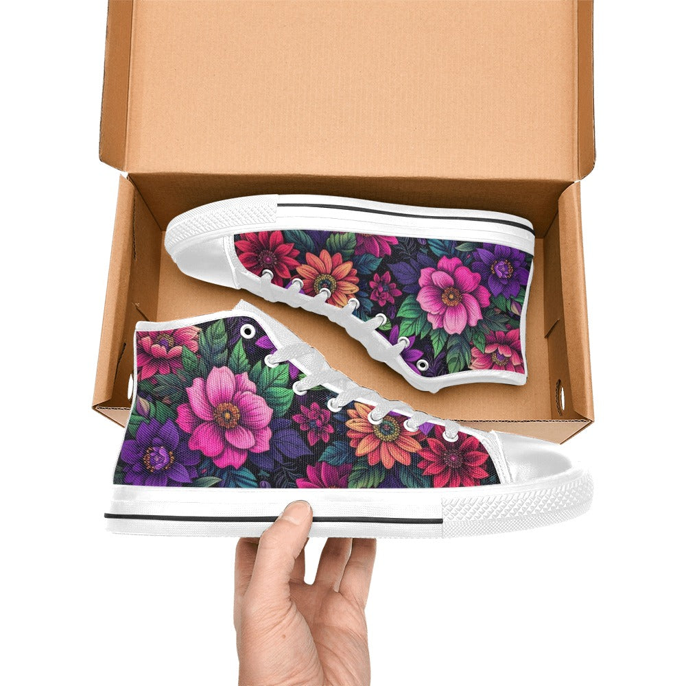 MEN'S Trippy Floral Chaos High Top Canvas Wallpaper Art Custom Shoes