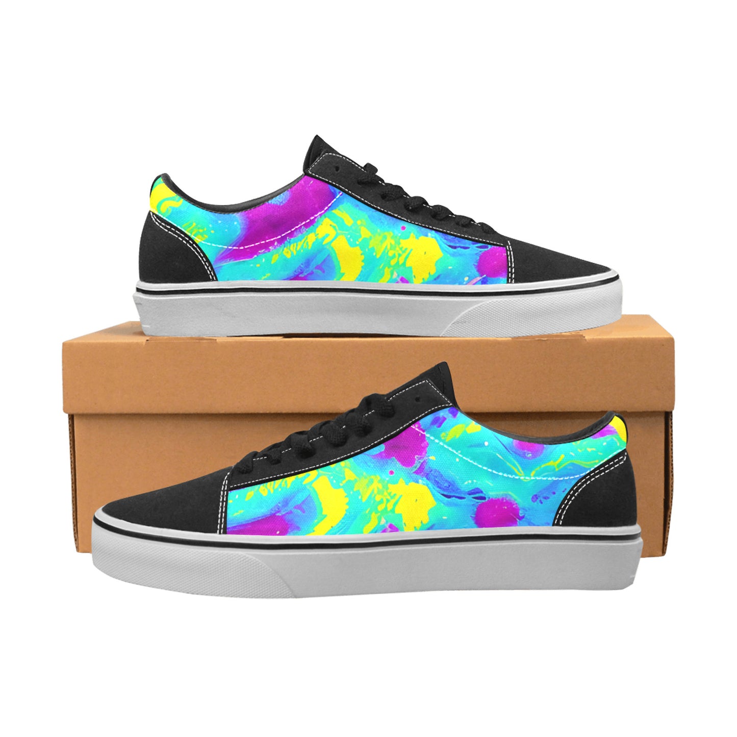 MEN'S Tie Dye Splash Retro Low Top Skateboarding Vibrant Chaos Shoes