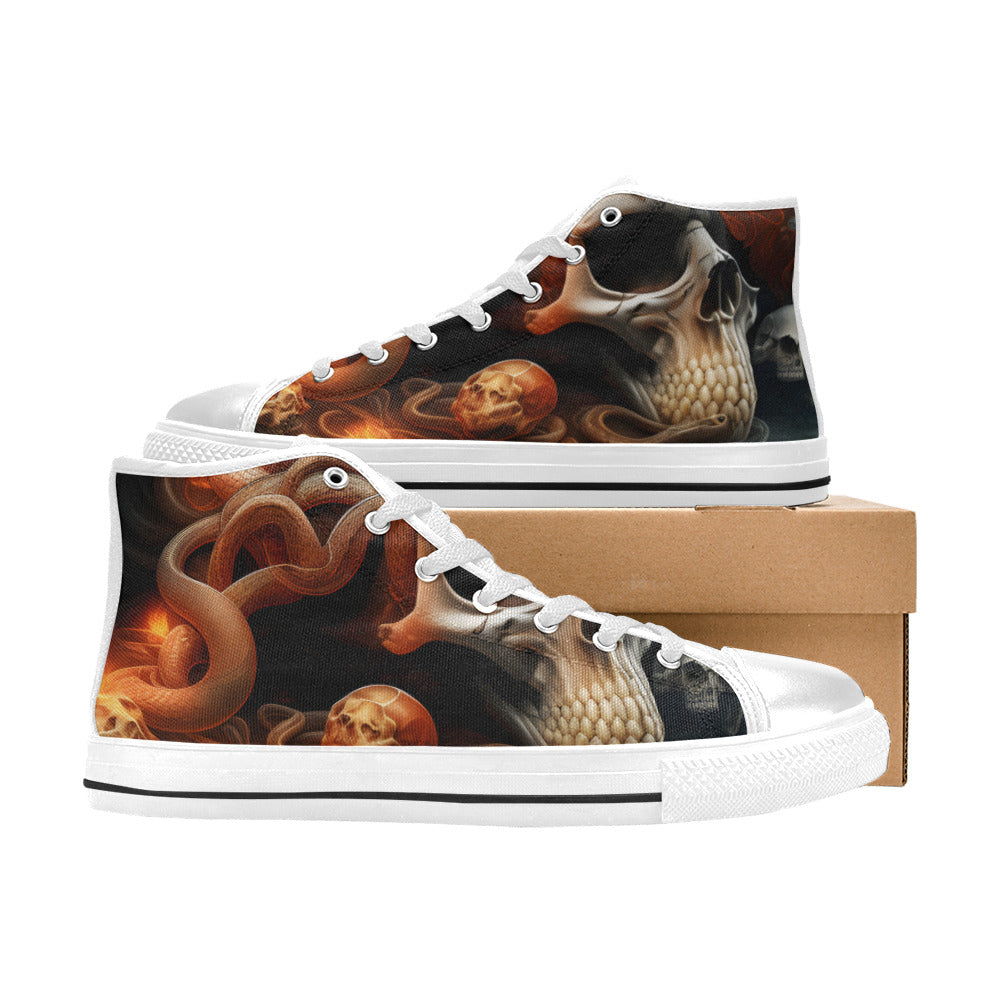 WOMEN'S Cc Snakes Skulls High Top Canvas Grunge Custom Shoes