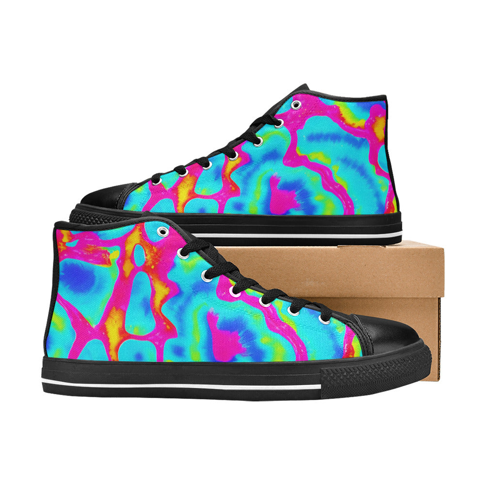 WOMEN'S Tie Dye Splash Retro High Top Canvas Aesthetic Custom Shoes