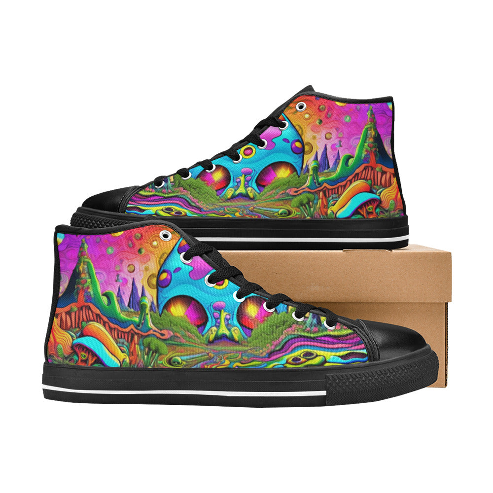 WOMEN'S Trippy Acid World Art High Top Canvas Dreamcore Custom Shoes