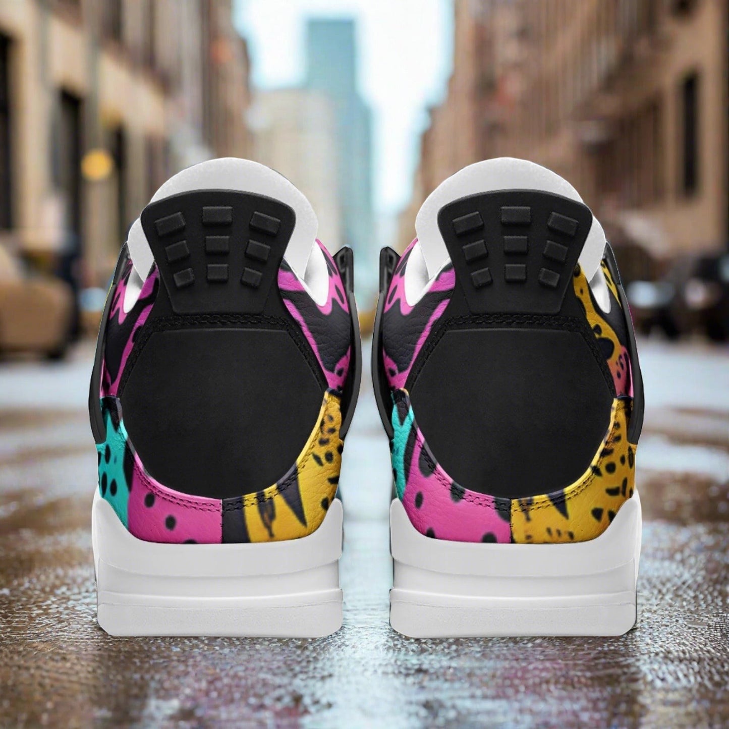 Animal Print high-top canvas shoes — one-of-a-kind custom printed art, Freaky Shoes