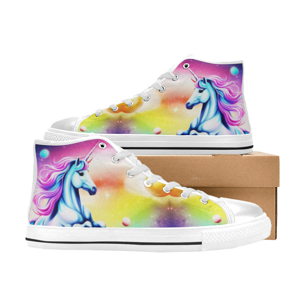 WOMEN'S Unicorn Art High Top Canvas Wallpaper Art Sneakers
