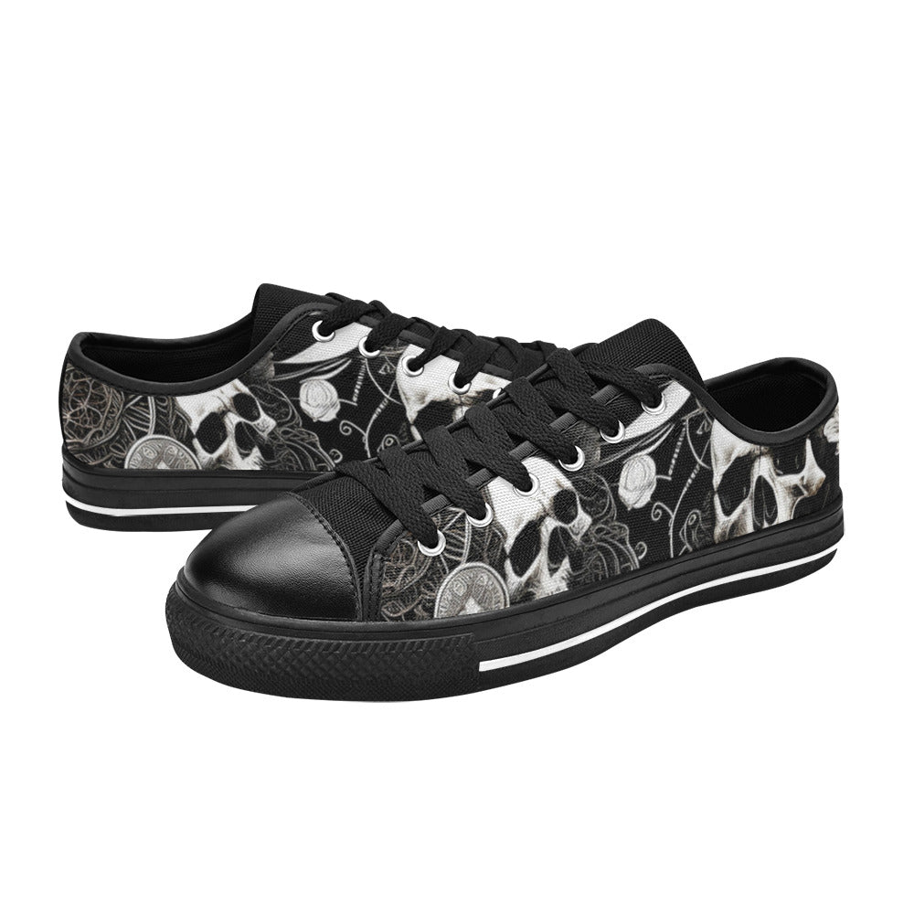 WOMEN'S Skulls Love Canvas Grunge Custom Sneakers