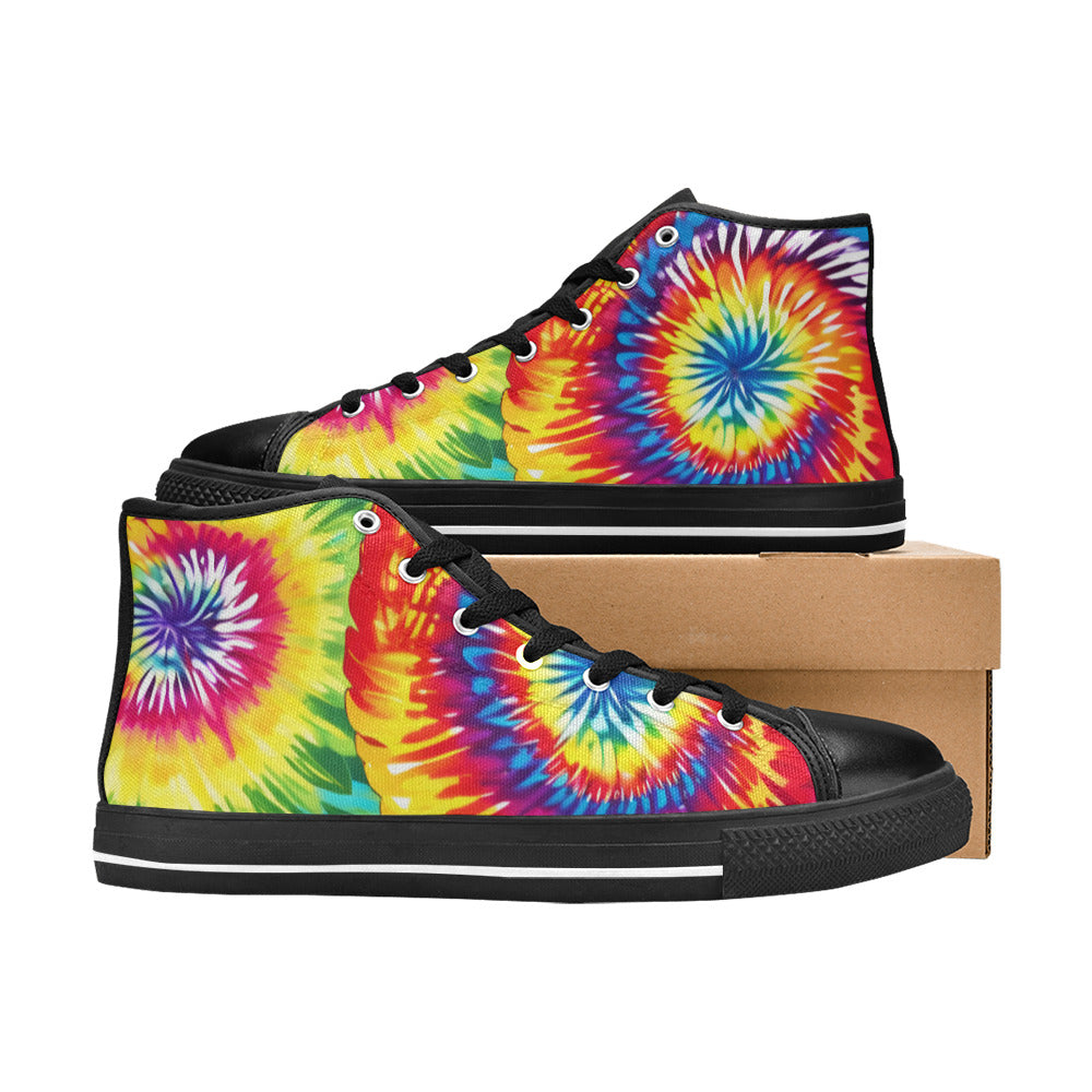 WOMEN'S Tie Dye Love High Top Canvas Grunge Custom Sneakers