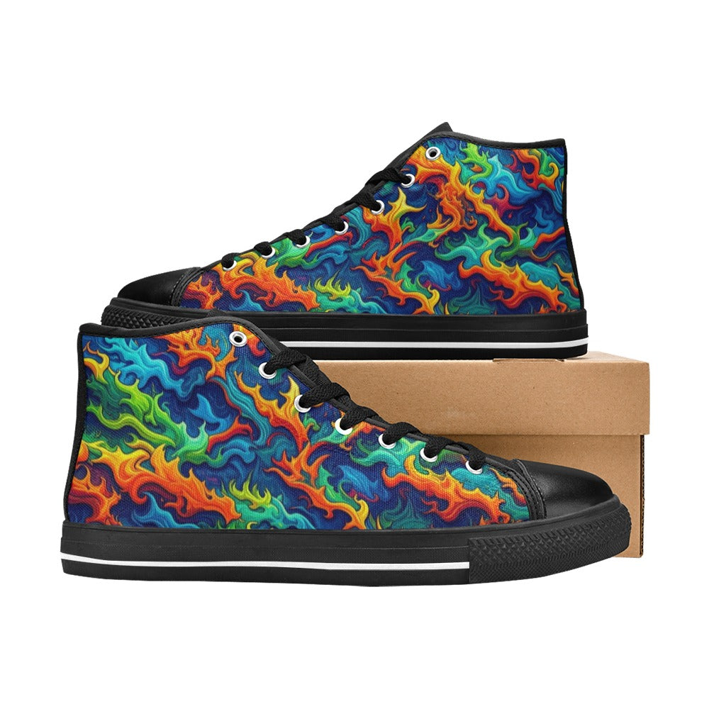 MEN'S Psychedelic Camo Rhythm Men’S High Top Canvas Cottagecore Custom Sneakers