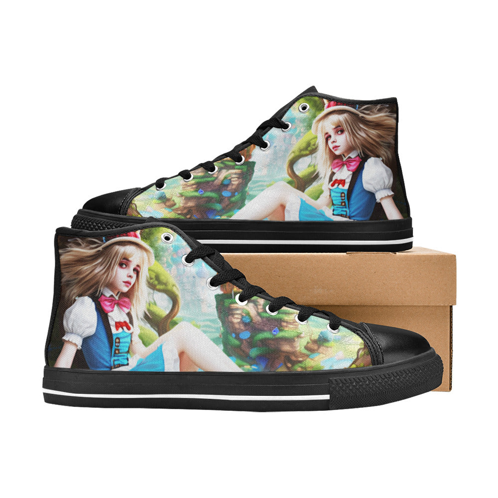 WOMEN'S Acid Creepy Wonderland Psychedelic High Top Canvas Y2K Sneakers