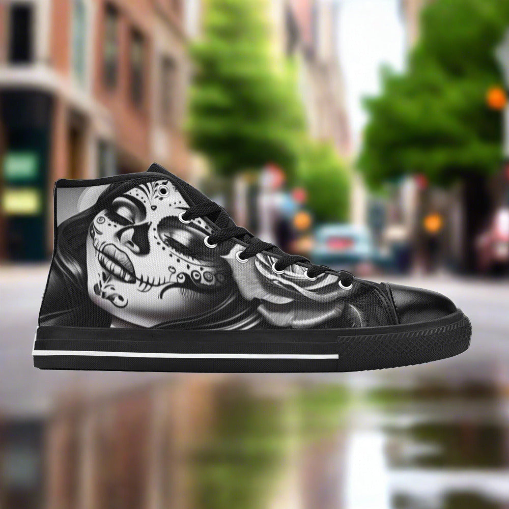 Aurora Borealis Orange Black Unique Bold Art - Freaky Shoes