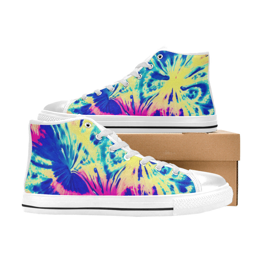 WOMEN'S Tie Dye Splash Retro High Top Canvas Cottagecore Sneakers