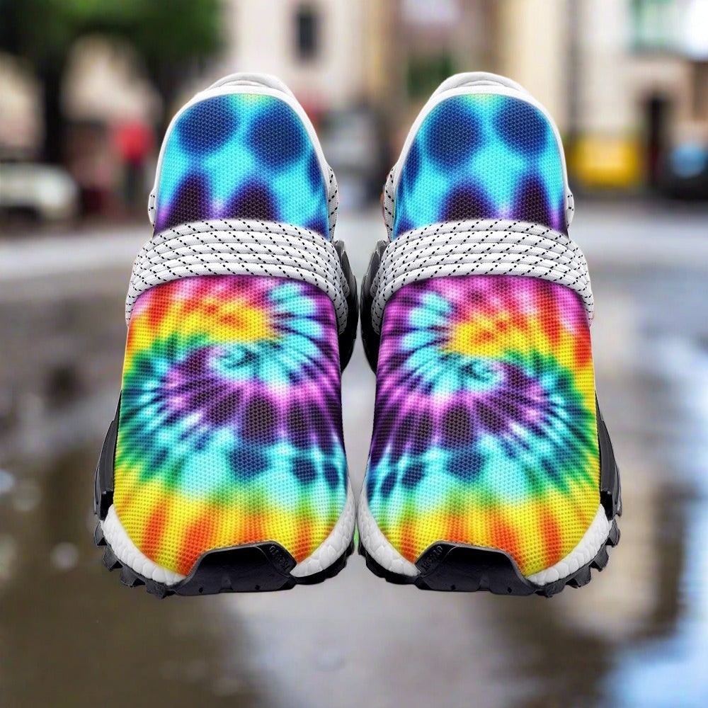 Tie Dye hand-made high-top canvas shoes — unique wearable art by Freaky Shoes