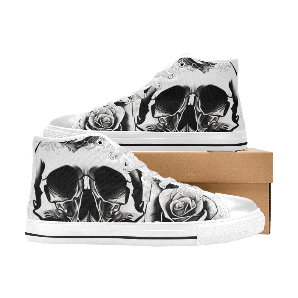 MEN'S Grey Style Skull Roses High Top Canvas Dreamcore Sneakers