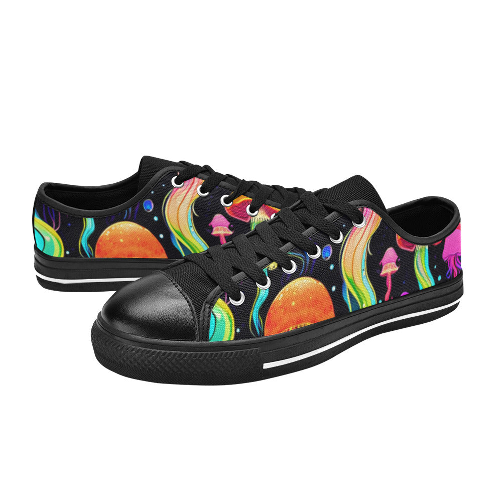 WOMEN'S Jellyfish Vibrant Mushroom Art Canvas Neon Fantasy Custom Shoes