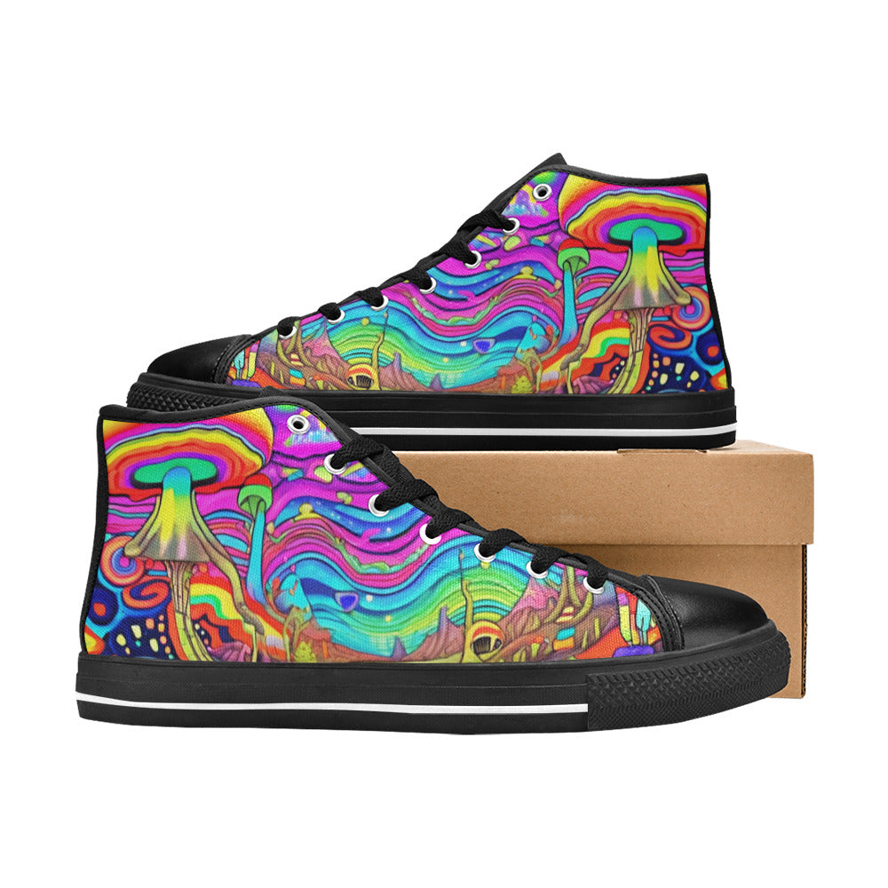 WOMEN'S Trippy Acid World Art High Top Canvas Wallpaper Art Custom Sneakers