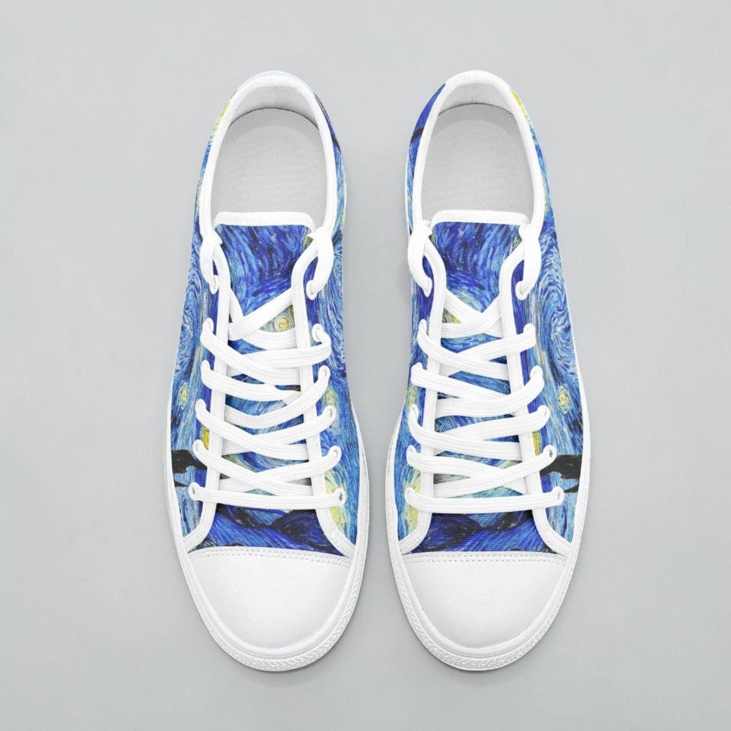 "Starry Night" by Vincent Van Gogh Art Custom High-Top Canvas Shoes | Freaky Shoes® - Freaky Shoes®
