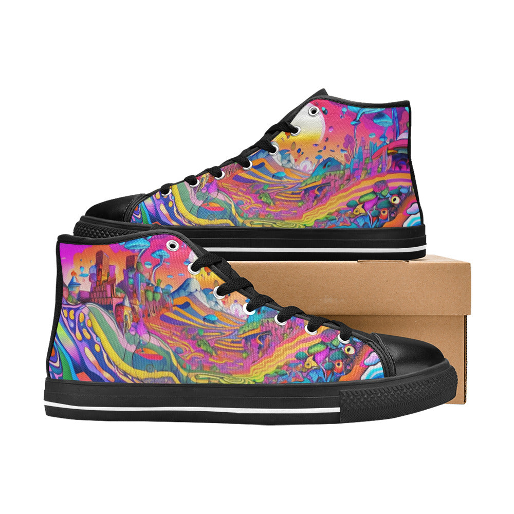 MEN'S Trippy World Art 3 High Top Canvas Wallpaper Art Custom Sneakers