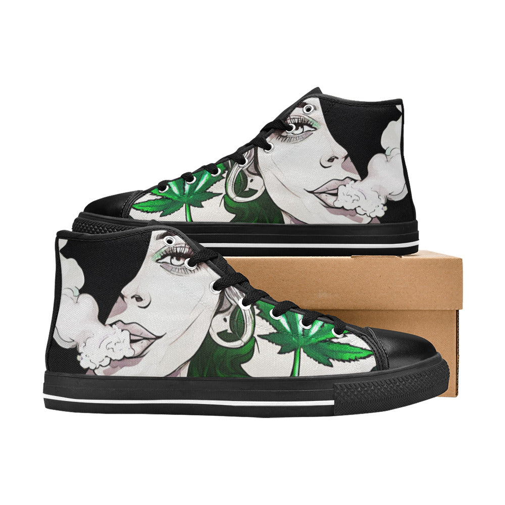 WOMEN'S Comic Book Art Woman High Top Canvas Dreamcore Sneakers