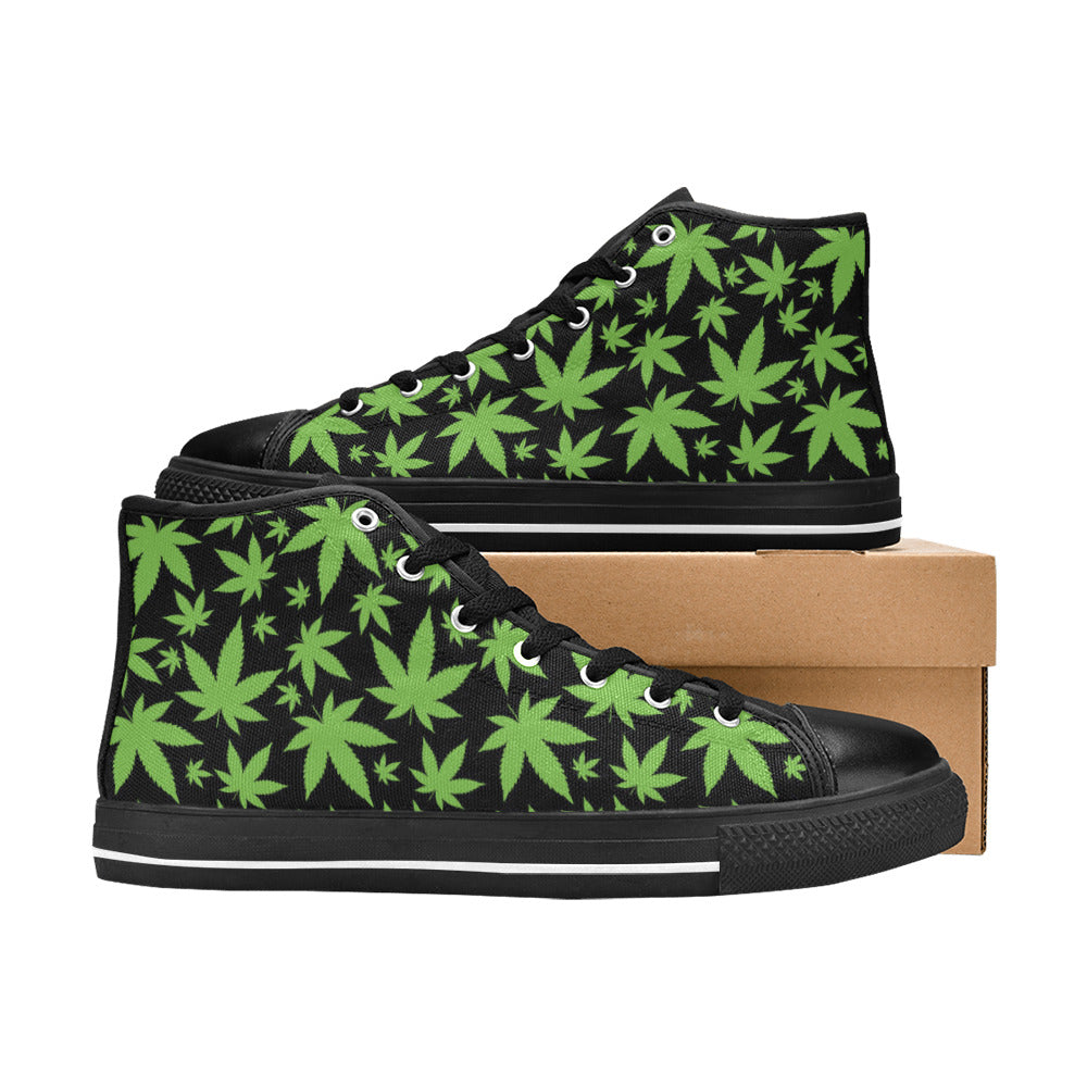 WOMEN'S Cc Weed 420 Art High Top Canvas Vibrant Chaos Shoes