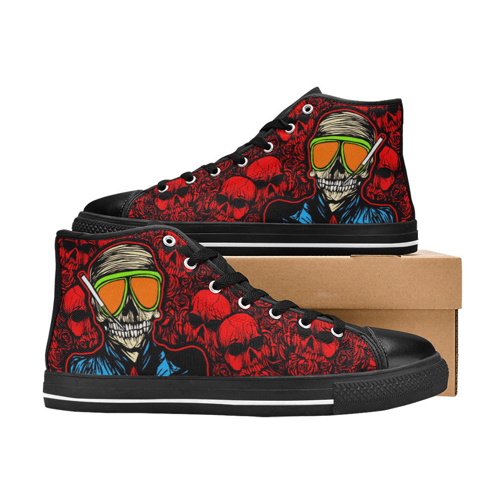 WOMEN'S Skull Red High Top Canvas Surreal Sneakers