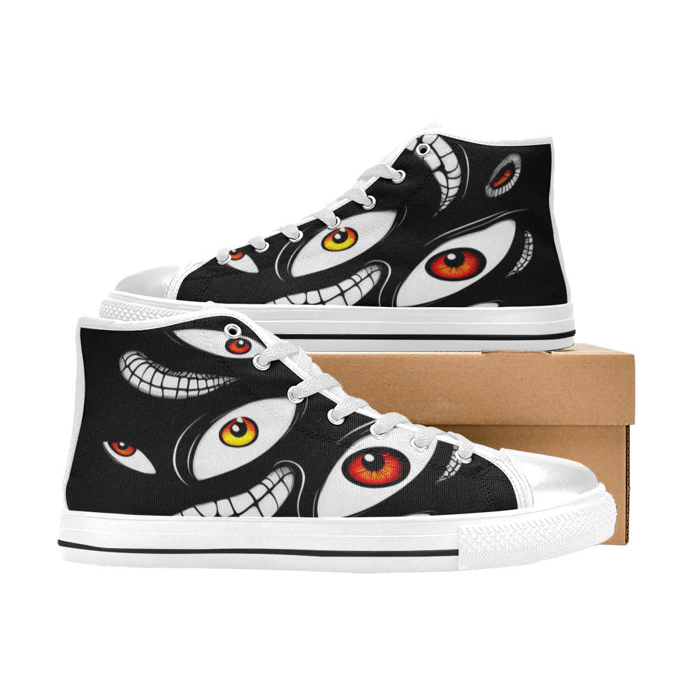 WOMEN'S Teeth Eyes High Top Canvas Aesthetic Custom Sneakers