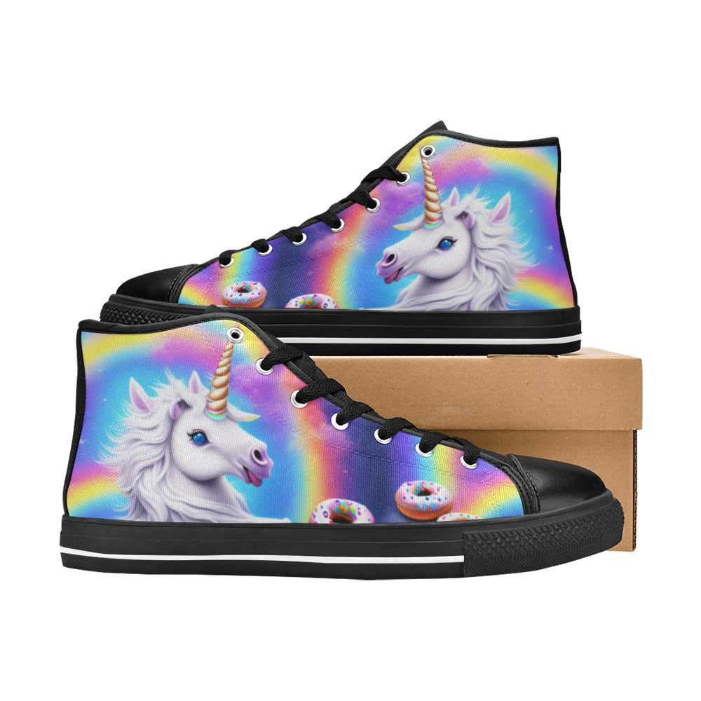 MEN'S Unicorn Donuts Men’S High Top Canvas Neon Fantasy Custom Sneakers