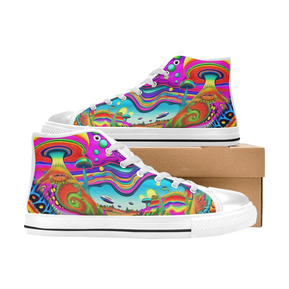MEN'S Trippy World Art 36 High Top Canvas Dark Academia Shoes