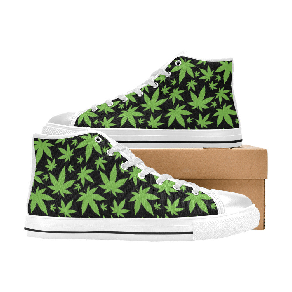 WOMEN'S Cc Weed 420 Art High Top Canvas Vibrant Chaos Custom Sneakers