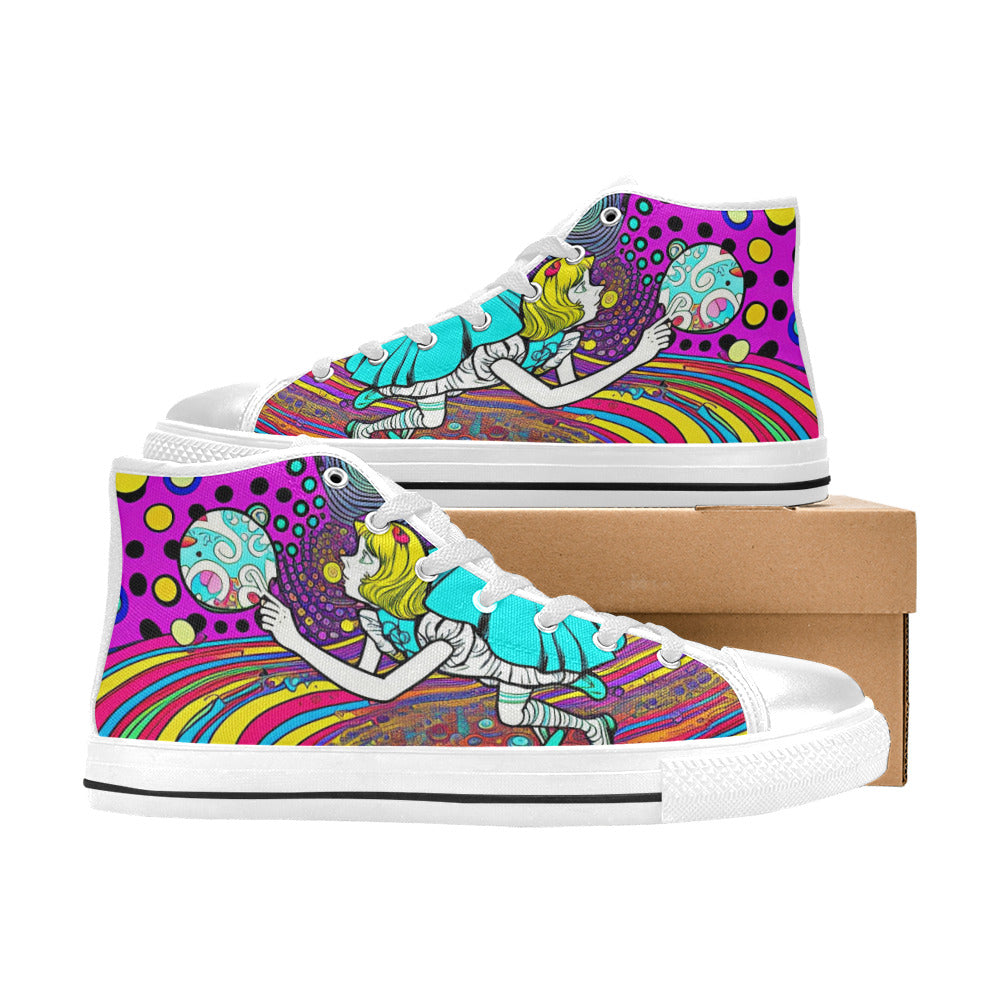 MEN'S Wonderland Trippy Psychedelic Colorful High Top Canvas Dreamcore Custom Shoes