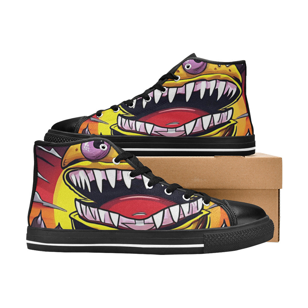 MEN'S Big Scary Cheeseburger Monster High Top Canvas Dark Academia Custom Sneakers