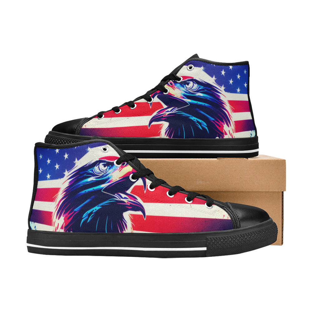 WOMEN'S Patriotic Eagle High Top Canvas Dreamcore Custom Sneakers
