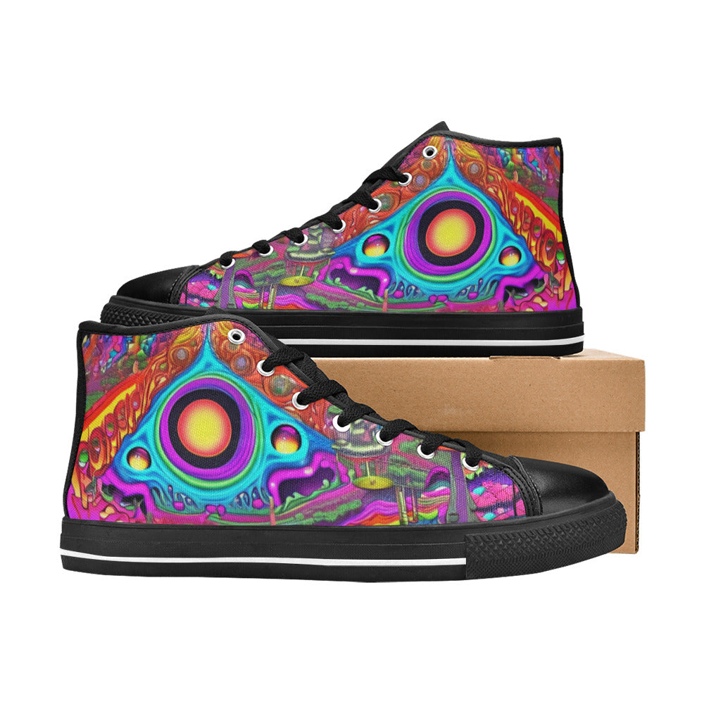 WOMEN'S Trippy World Art High Top Canvas Dreamcore Sneakers