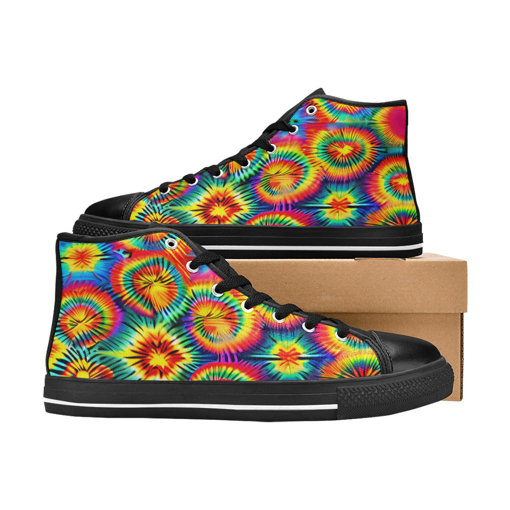 MEN'S Rainbow Tie Dye Men’S High Top Canvas Dark Academia Sneakers