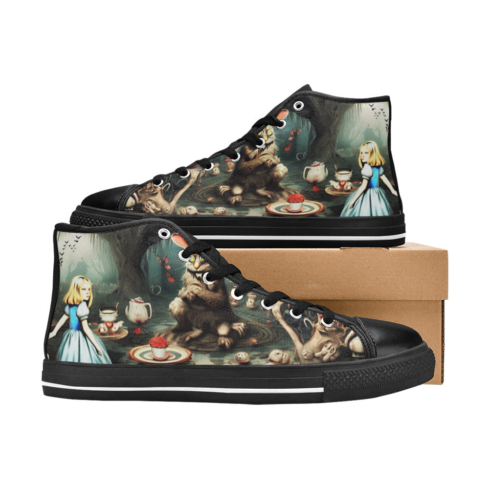 WOMEN'S Creepy World Wonderland High Top Canvas Surreal Sneakers