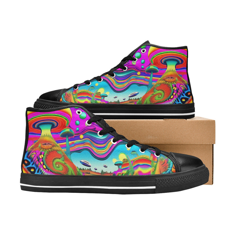 WOMEN'S Trippy World Art 36 High Top Canvas Y2K Custom Shoes
