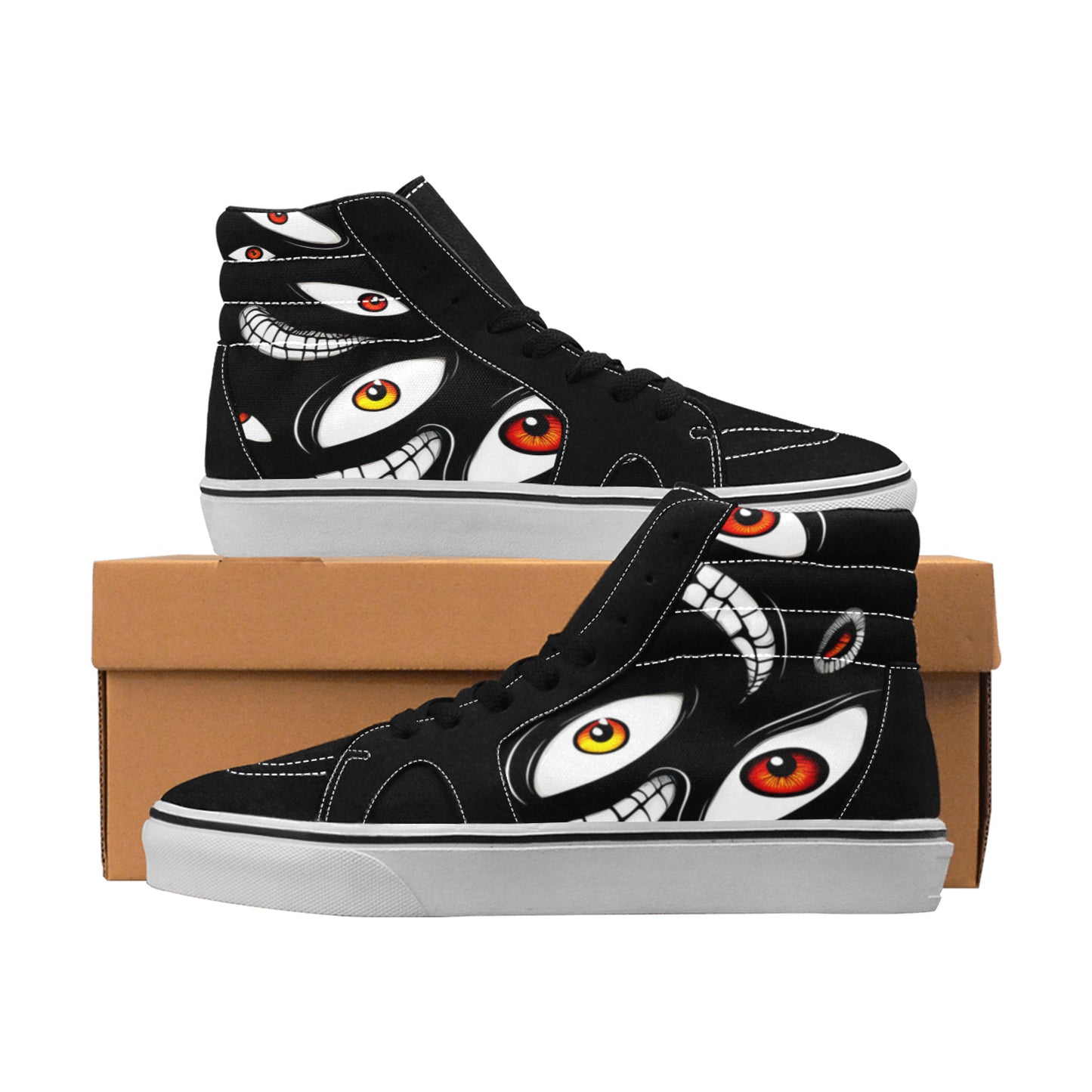 MEN'S Teeth Eyes High Top Skateboarding Wallpaper Art Custom Shoes