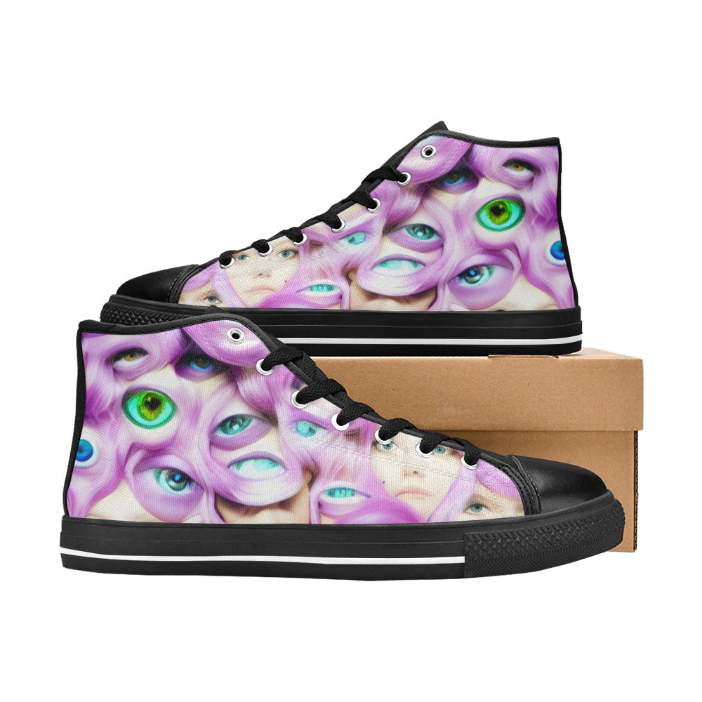 WOMEN'S Cc Wall Eyes Trippy High Top Canvas Y2K Custom Sneakers