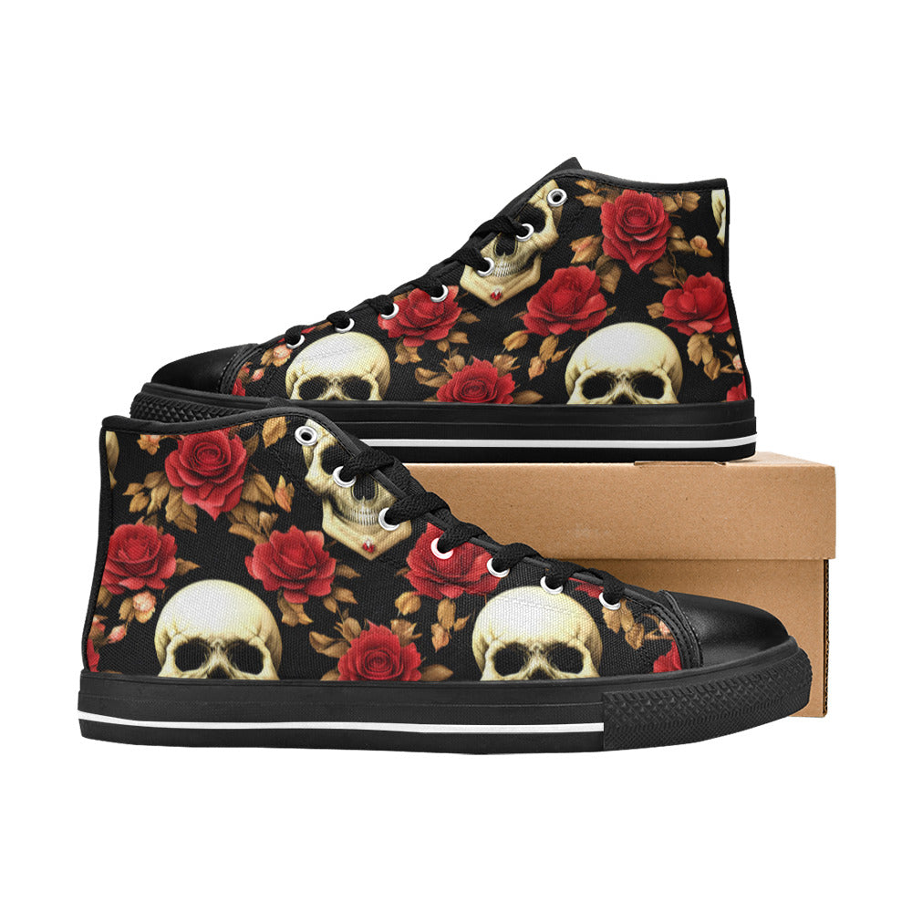 MEN'S Rose Skulls 3 Men’S High Top Canvas Dark Academia Custom Sneakers