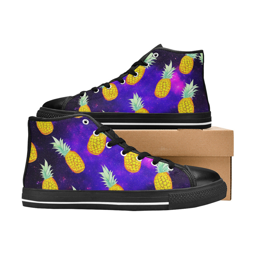 MEN'S Galaxy Pineapples 2 Men’S High Top Canvas Vibrant Chaos Shoes