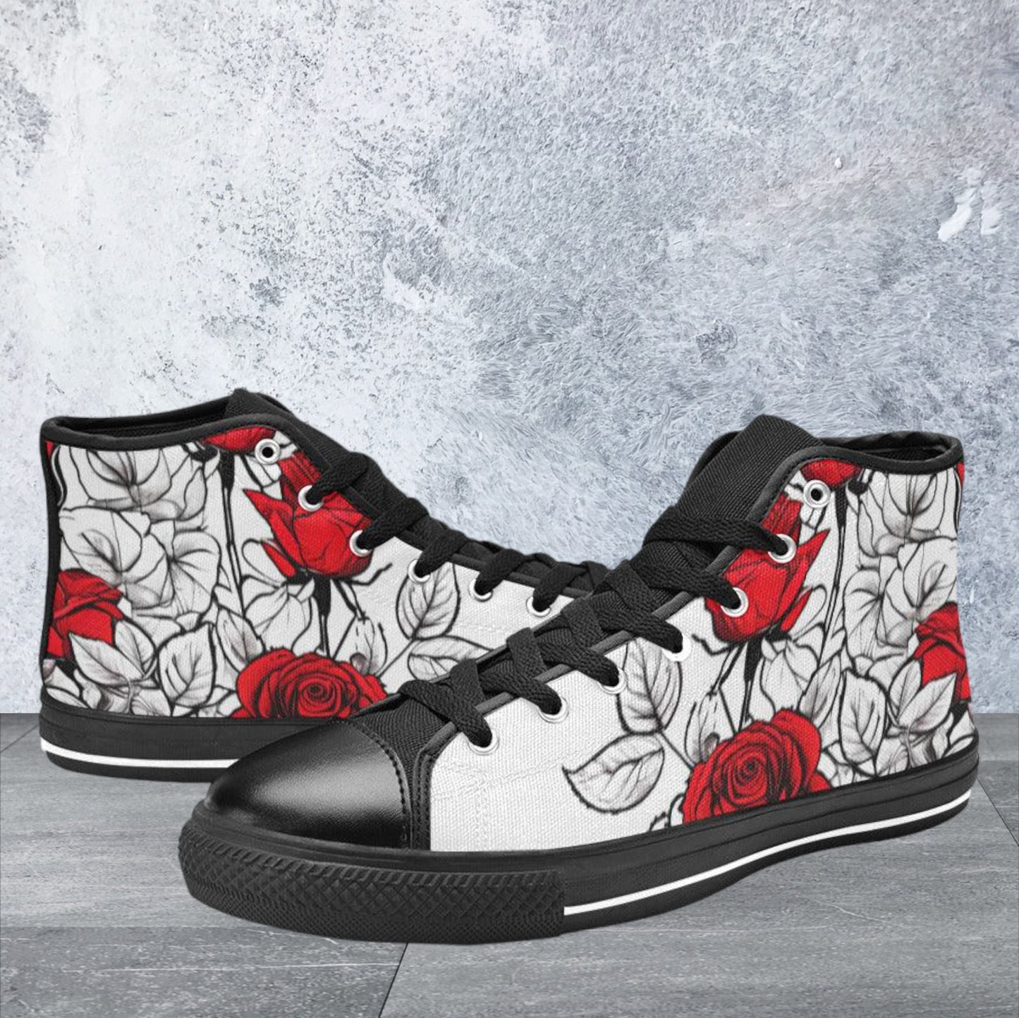Red Roses Pen & Ink Style Women - Freaky Shoes®