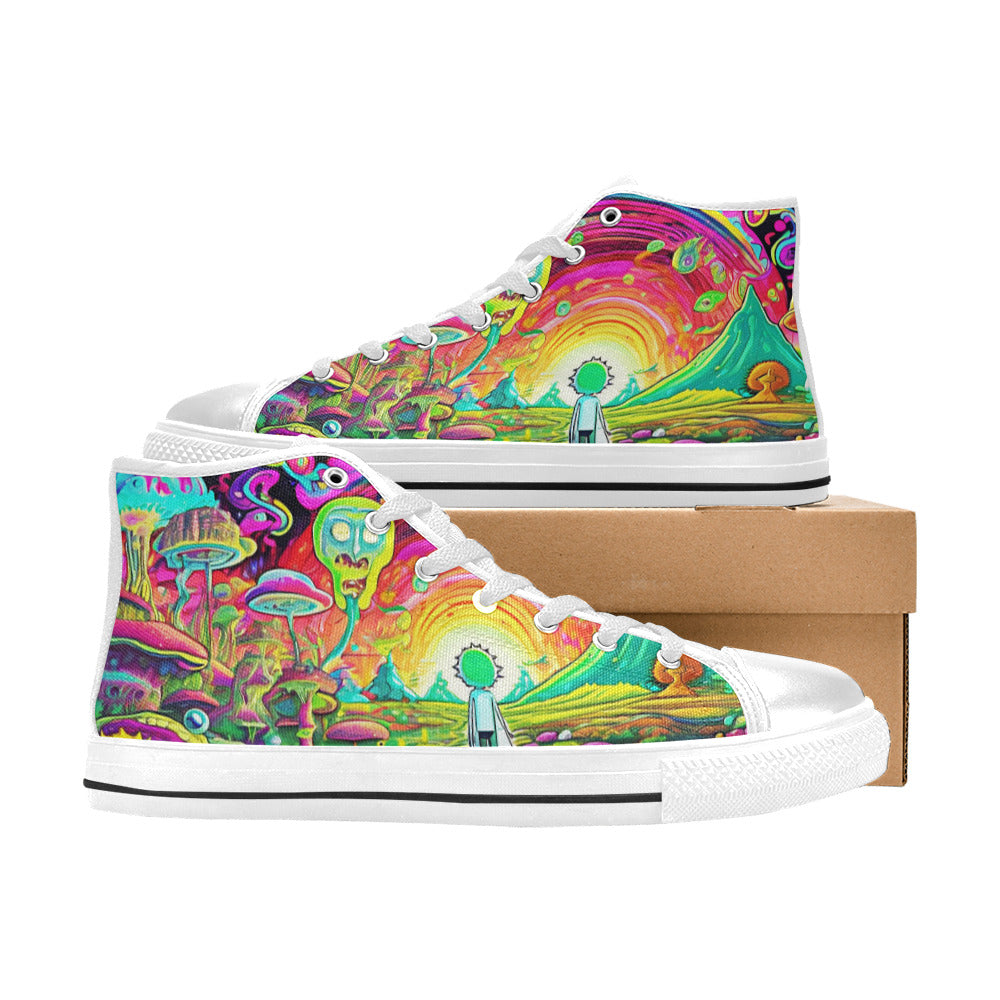 MEN'S Trippy Freestyle Art Designs High Top Canvas Wallpaper Art Shoes