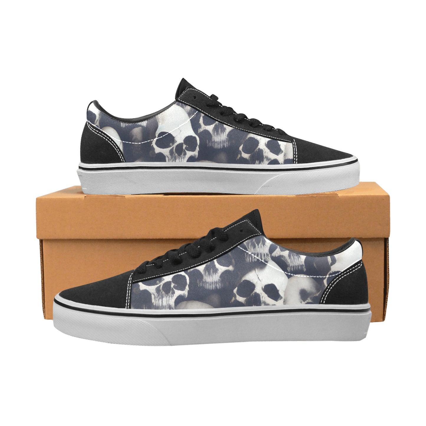 MEN'S Skulls One Color Print Low Top Skateboarding Vibrant Chaos Custom Shoes